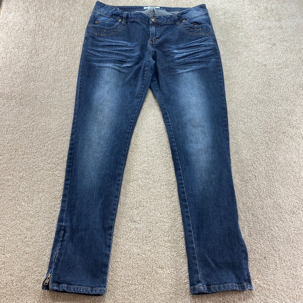 Canyon River Blues Skinny Jeans Womens 12 Blue Dark Wash Ankle Zip Stretch Denim